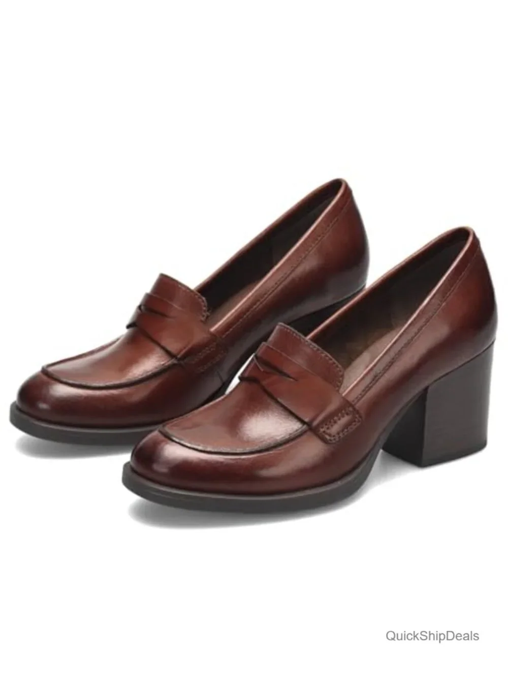 Vintage Chunky Heel Loafers Pumps Platform Slip On Oxford Dress Work Shoes